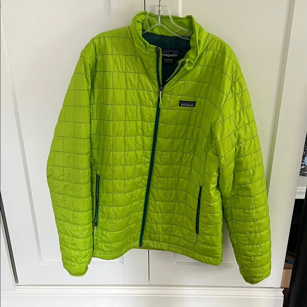 Patagonia neon lime green nano puff jacket - Picture 1 of 9